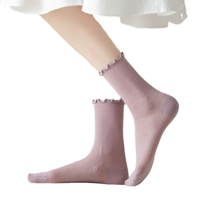 #ad 5 Pairs Ladies Solid Color Cotton Odor proof Breathable Stockings $21.91