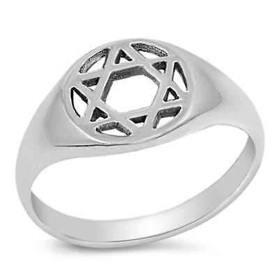 #ad Sterling Silver Woman#x27;s Jewish Star of David Ring 925 Band 10mm Sizes 4 10 $12.79