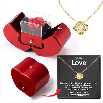 #ad White Gold Necklace With Luxury Rose To My Love Forever Heart Box Vintage Gift $29.99