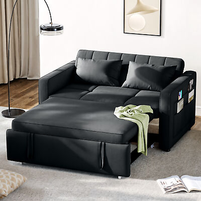 #ad 55quot; 3 in 1 Convertible Sleeper Sofa Bed Velvet Loveseat Pull Out Sofa Bed Couch $290.99