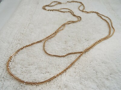 #ad Goldtone Double Chain Necklace B12 $9.16