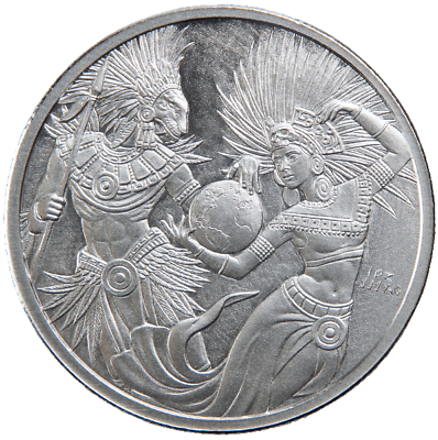 #ad Aztec God of Duality Ometeotl 1 oz .999 Fine Silver Round $36.32