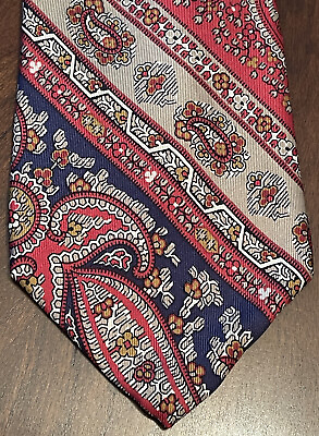#ad Liberty Of London Red Blue Gold 100% Silk Men’s Neck Tie Made In Usa $24.99
