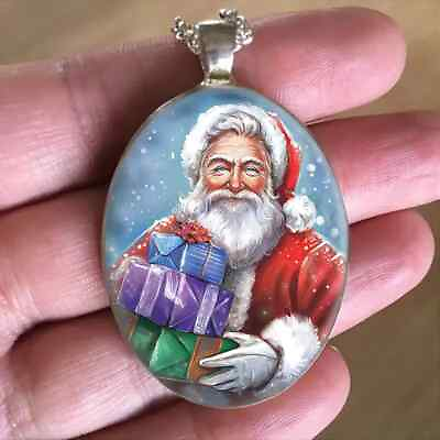 #ad Creative Christmas Santa Claus Oval Pendant Necklace $16.20