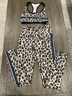#ad Goldsheep Leopard print leggings and Sports Bra size Small $120 $42.00
