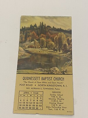 #ad Vintage 1948 Golden Bridge Quidnesett Baptist Church Calendar $40.00