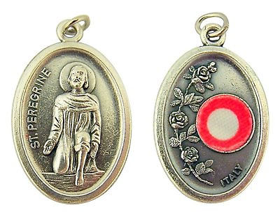 #ad Silver Tone Catholic Saint Peregrine 3rd Class Cloth Relic Medal 1 Inch $9.48