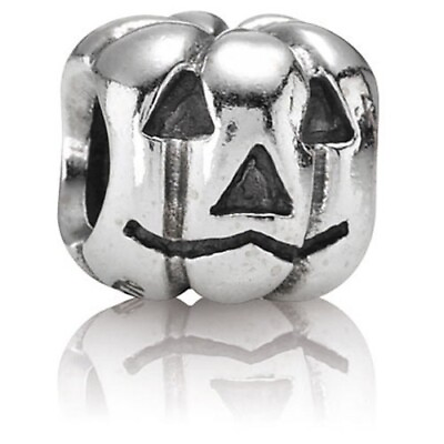 #ad New Pandora Sterling Silver Jack o Lantern Pumpkin Charm 790393 Retired $13.72