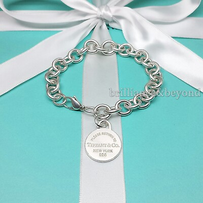 #ad Return to Tiffany amp; Co. Round Tag Charm Bracelet 925 Silver 8quot; XL NEW VERSION $250.00