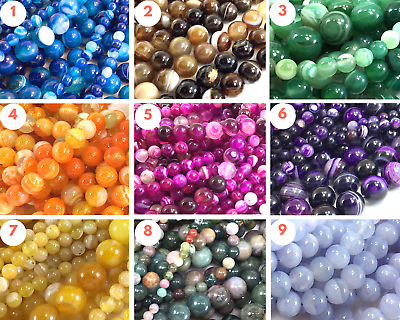 #ad Gemstone Agate Smooth Round Beads 15quot; strand PurplePinkGreenBlueYellowBrown $48.99