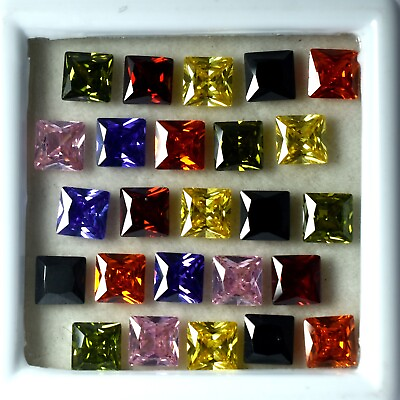 #ad Natural 18 Pcs 5x5 mm CERTIFEID Loose Gemstone Mix Color Sapphire Square Cut Lot $16.67