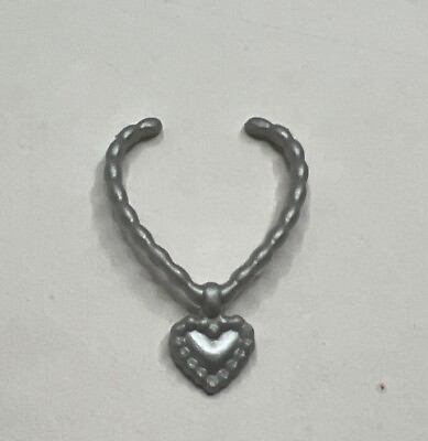 #ad NEW 2021 Barbie Extra Doll Matte Silver Heart Necklace Jewelry Accessory $6.99