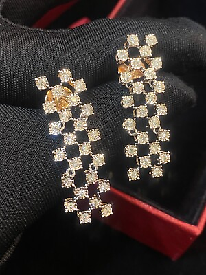 #ad Stunning 1.18 TCW Round Brilliant Cut Natural Diamonds Dangle Earrings 14K Gold $4004.00