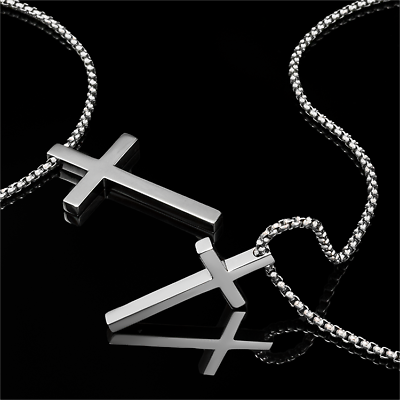 #ad Pure Titanium Cross Pendant Necklace Anti Allergic Men Women Fashion Jewelry $18.99