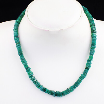 #ad 155 Cts Earth Mined Single Strand Green Jade Heishi Beaded Necklace SK 23E439 $80.00