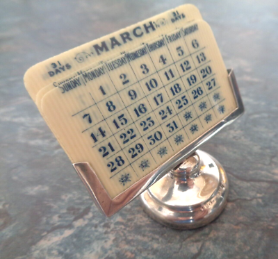 #ad Vintage Stg. Silver Desk Calendar h m 1919 Chester Complete with Dates amp; Days $258.84