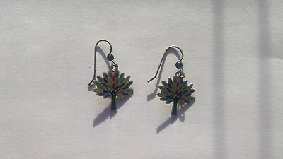 #ad Tree Earrings Multi Colored Small Dangle Earrings $6.99