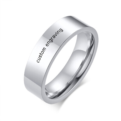 #ad 6mm Fashion Silver Men Women Wedding Ring Band Stainless Steel Name Personalized $4.99