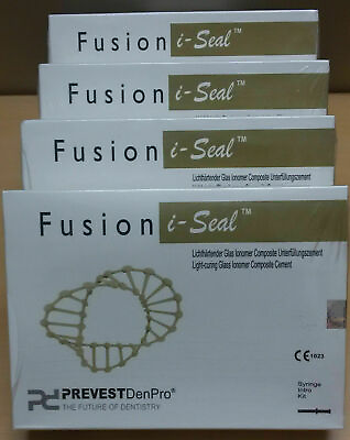 #ad 4 X FUSION I SEAL FLOWABLE GLASS IONOMER COMPOSITE LIGHT CURE CEMENT LINER 4X2GM $97.46