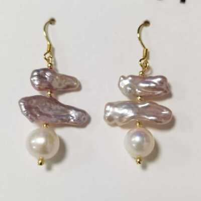 #ad Fashion Natural Freshwater Cultured Pearl Earrings 18K Crystal Drop Unisex Hoop $11.61