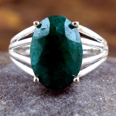 #ad Sakota Mine Emerald Gemstone Ring 925 sterling Silver Jewelry Solid Ring Gift $122.86