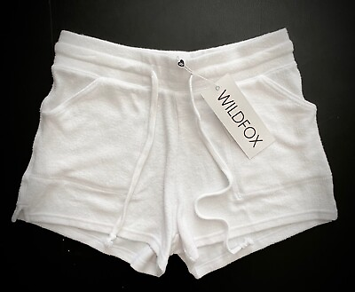 #ad Wildfox Nwt Clean White Soft Lounge Norah Short Drawstring Shorts XS $15.74
