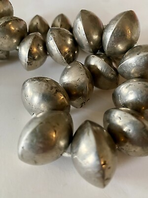 #ad Large Handmade African Silver Metal Bicone Beads $74.95