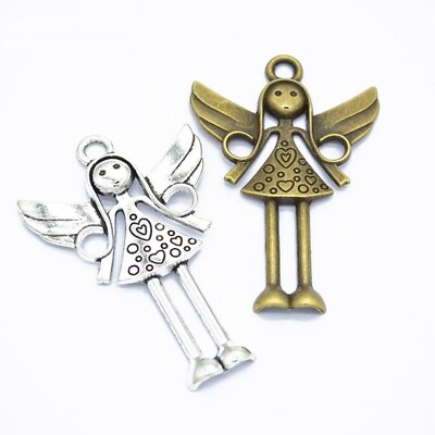#ad Angel Girl Charms Antique Silver Pendant Handmade Necklace Jewelry Making 4Pcs $8.65