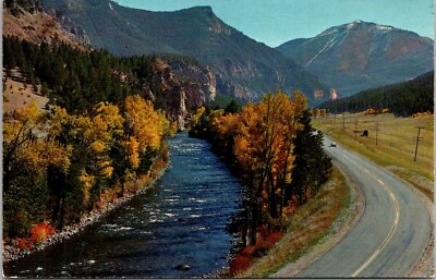 #ad Gallatin Canyon MT Montana River In Fall Highway Yellowstone Vintage Postcard $6.39
