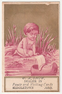#ad 1880s Middletown Connecticut CT Kid amp; Boat Fancy Card Shop Victorian Trade Card $19.00