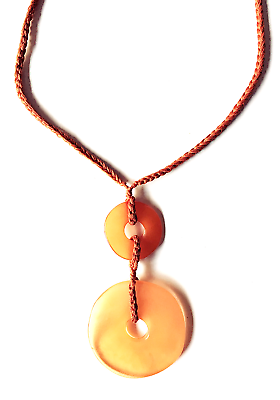 #ad GIVENCHY VTG Mod Burnt Orange Round Resin Bakelite Pendant Necklace c. 1960 $225.00