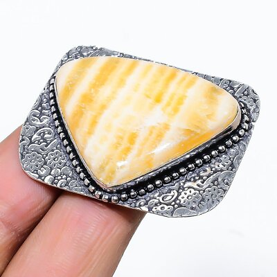#ad Yellow Septarian Handmade 925 Sterling Silver Gift Jewelry Ring Size 8.5 $12.99