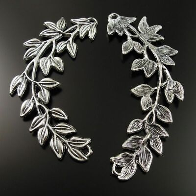 #ad 2PCS Silver Plated 82x32mm Tree Leaf Charms Vine Pendant Jewelry Making Crafts $4.27