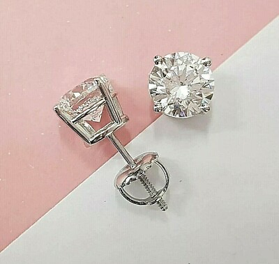 #ad 2Ct Lab Created Diamond Women#x27;s Solitaire Stud Earrings 14K White Gold Plated $19.49