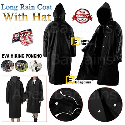 #ad Men Women Raincoat Outdoor EVA Cloth Long Waterproof Rain Coat Poncho With Hat GBP 3.84