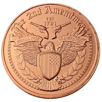 #ad 1 oz Copper Round 2nd Amendment Eagle $2.75