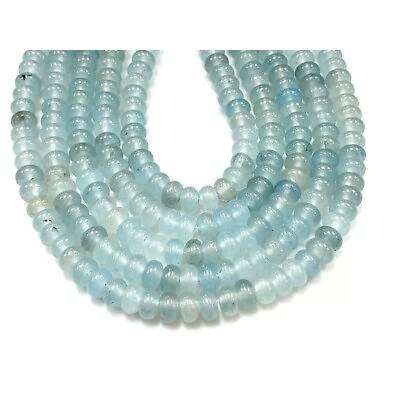 #ad Blue Quartz Smooth Rondelle Shape Beads 16quot; Long size 8mm Blue Color Quartz Gem $8.09