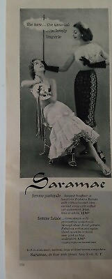#ad 1957 women#x27;s Saramae black white half slip vintage lingerie fashion ad $9.99