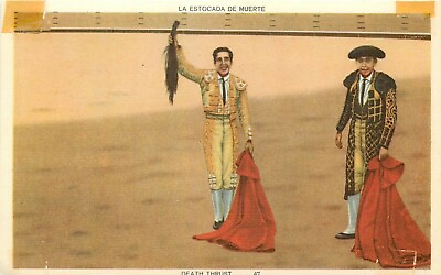 #ad DB Mexico Postcard O354 La Estocada Muerte Death Thrust Bull Fighters with Tail $7.00
