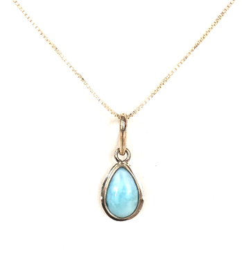 #ad Larimar Petite Sterling Silver 925 Necklace Pendant Delicate 18quot; Box Chain $49.50
