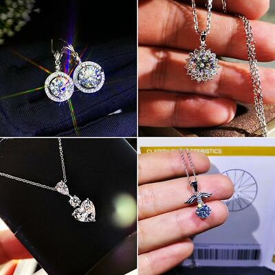 #ad 925 White Sapphire Silver Chains Pendant Necklace for Women Girls Gift Jewelry C $2.79