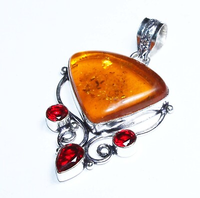 #ad Amber Citrine Faceted Gemstone Handmade Fashion Jewelry Pendant Size 3 quot; D2088 $8.99