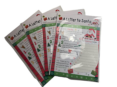 #ad Letter To Santa Kids CHRISTMAS WISH LIST x4 Pks = 8 Letters 8 Envelopes Keepsake $14.94