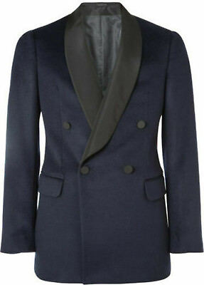 #ad Men Navy Blue Smoking Jackets Blazers Luxury Tuxedo Designer Party Wear Coats $135.89