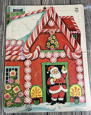 #ad Vintage Saalfield Christmas Santa House Puzzle $17.99