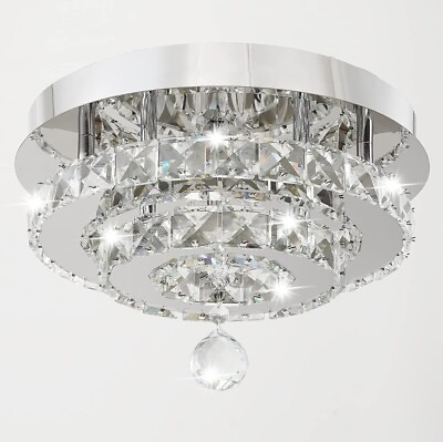 #ad #ad Mini LED Chandelier LED Crystal Ceiling Light 2 Rings Flush Mount Crystal Light $42.99