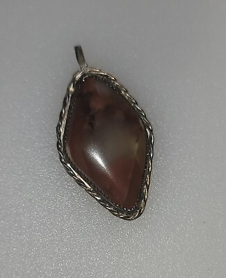 #ad #ad Antique Hand Made Agate Sterling Silver Pendant Stamped OD sterling MW $28.00