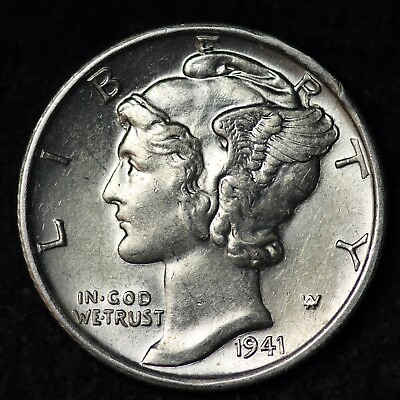 #ad 1941 S Mercury Silver Dime GEM BU *UNCIRCULATED* MS E292 VL $17.60