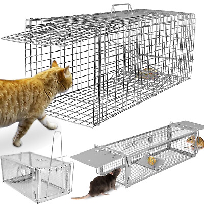 #ad Humane Animal Trap Steel Cage for Live Rodent Control Rat Cats Squirrel Raccoons $25.63