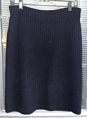 #ad ST. JOHN Collection Skirt Black Santana Knit Ribbed Sz 4 Pull on Perfect Cond $90.00
